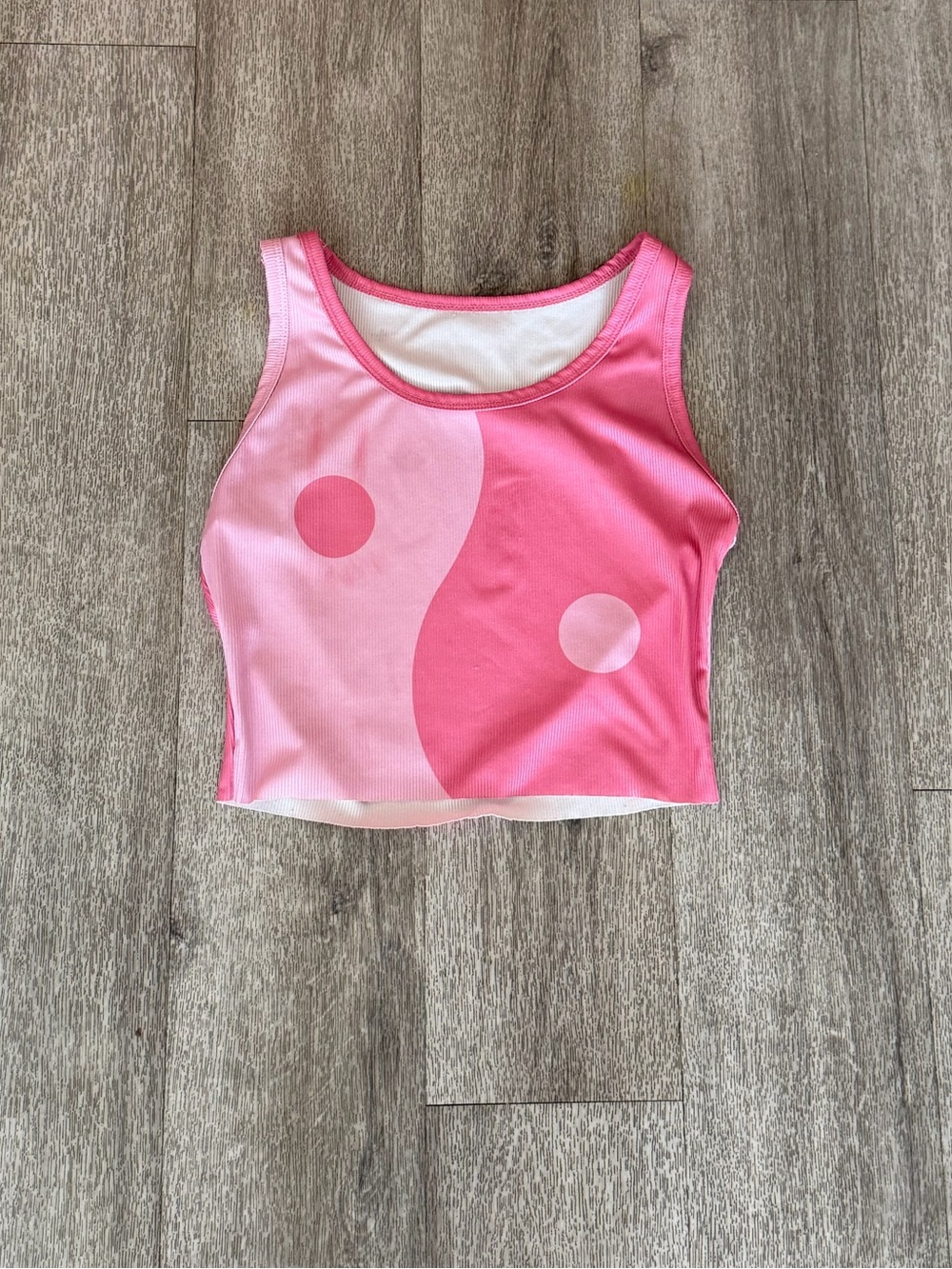 Women's Pink Yin-Yang Crop Tank Top